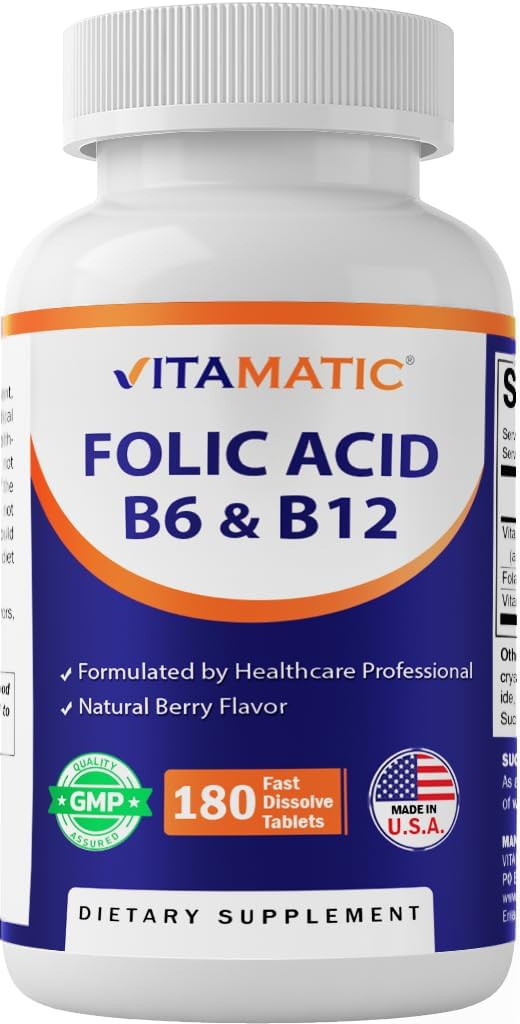 Vitamatic Folic Asit, B12 & B6 – 180 Hızlı Dissolve Tablet Kalp Sağlığı, Enerji Üretimi ve Kırmızı Kan Hücre Desteği
