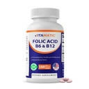 Vitamatic Folic Asit, B12 & B6 – 180 Hızlı Dissolve Tablet Kalp Sağlığı, Enerji Üretimi ve Kırmızı Kan Hücre Desteği
