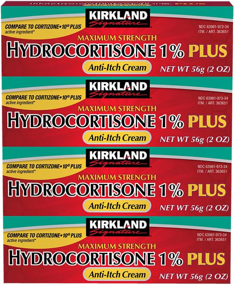 Kirkland, Aloe ile en güçlü Hidrokortisone krem% 1'i İmzaladı, 2 (körlü paket 4)