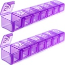 2 Pack Extra Large Weekly Pill Organizer, BPA Free Pill Box 7 Day with XL Karşılaştırmalı Balık Yağları, Seyahat Dostu Tıp Organize Pill Case for Vitamins,Supplements