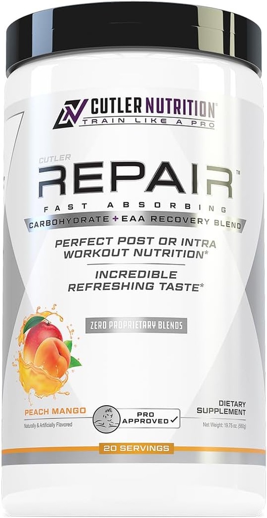 Tamir Post Workout Recovery Drink: Fast Absorbing Carbohidrats (Waxy Maize + Cluster Dextrin) ve BCAA /EAA for Advanced Muscle Recovery, Peach Mango, 20 Servisler