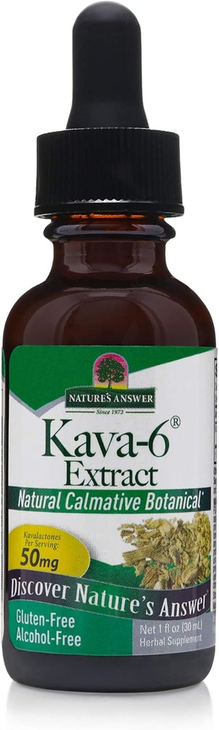 Nature's Answer Kava-6 Extract | Supports Stress Relief | Gluten-Free, Alkol Özgür & Vegan 1oz