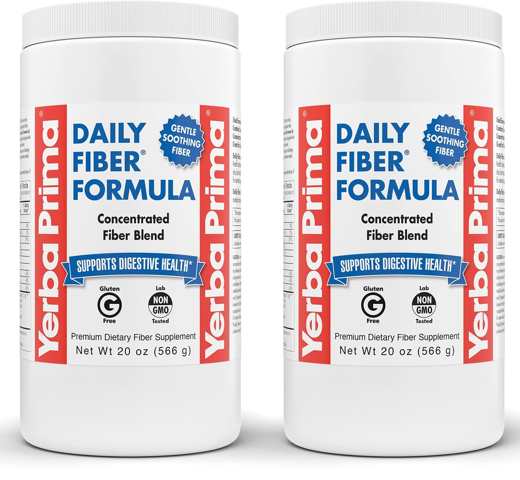 Yerba Prima Daily Fiber Formula - 20 oz Toz (Pack of 2) - Unflavored, Interd Comb of ► / In resolve, Psyllium Tohum Husks, Acacia Gum, Apple Fiber Supplement - Regularity Colon Cleanser