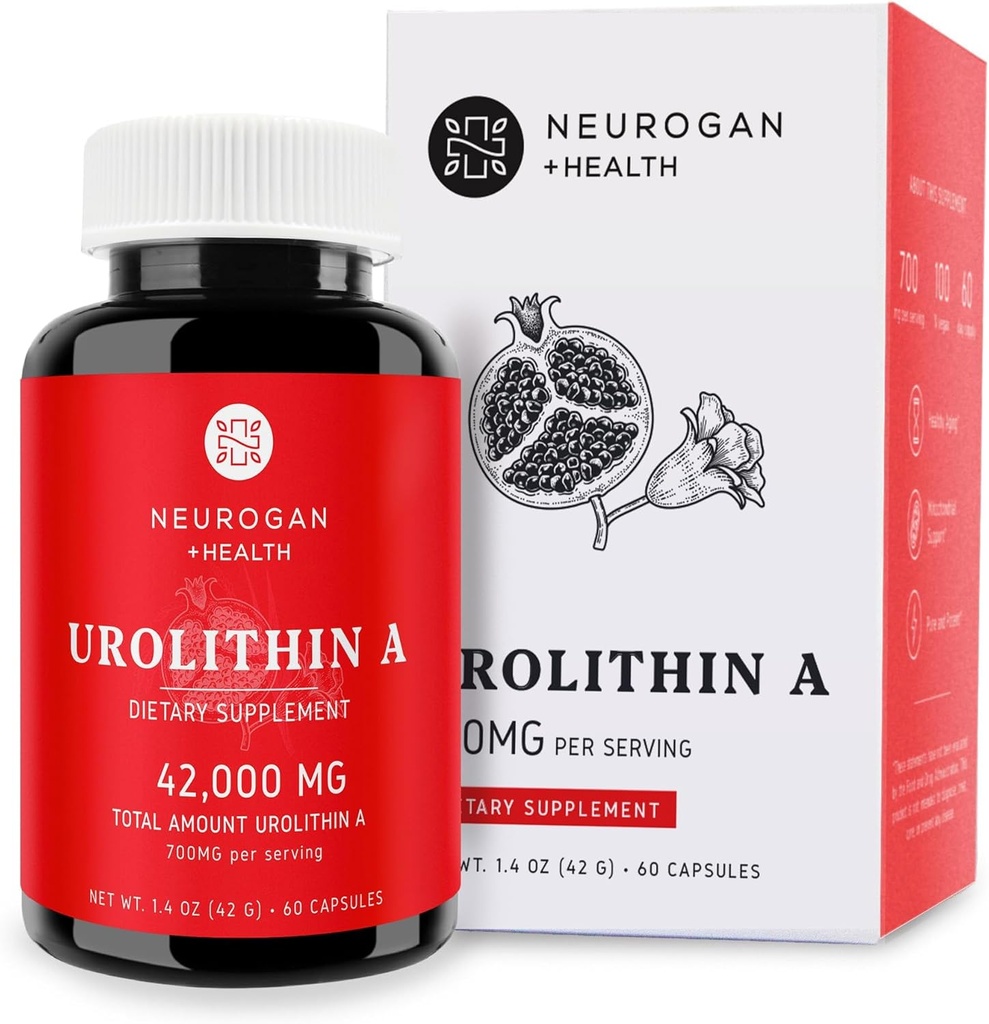 Neurogan Urolithin Ένα συμπλήρωμα κάψουλες - 700mg, 60 Ct - Υψηλής ισχύος Κυτταρική υγεία, μεταβιοτική ένωση- που προέρχονται από εκχύλισμα Ρόδι, Made in USA, Take 1 Daily