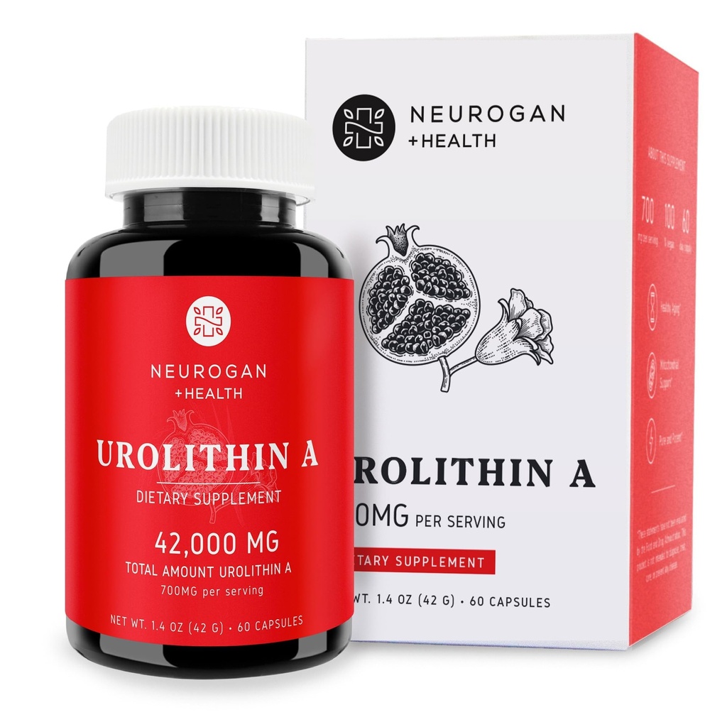 Neurogan Urolithin A Supplement Capsules - 700mg, 60 Ct - High-Potency Cellular Health, Postbiotic Compound- Sourced from Pomegranate Extract, Made in USA, Take 1 Daily