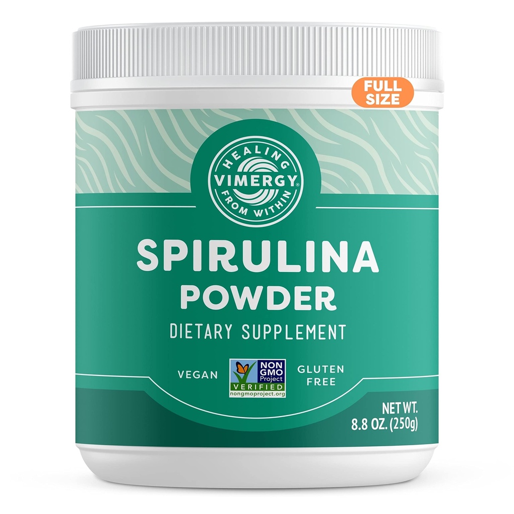 Vimergy Spirulina Toz – Yoğun Bitki Protein Destekleri Immune Health & Cardiovascular Function – Vegan, Kosher, Gluten-Free – 250g