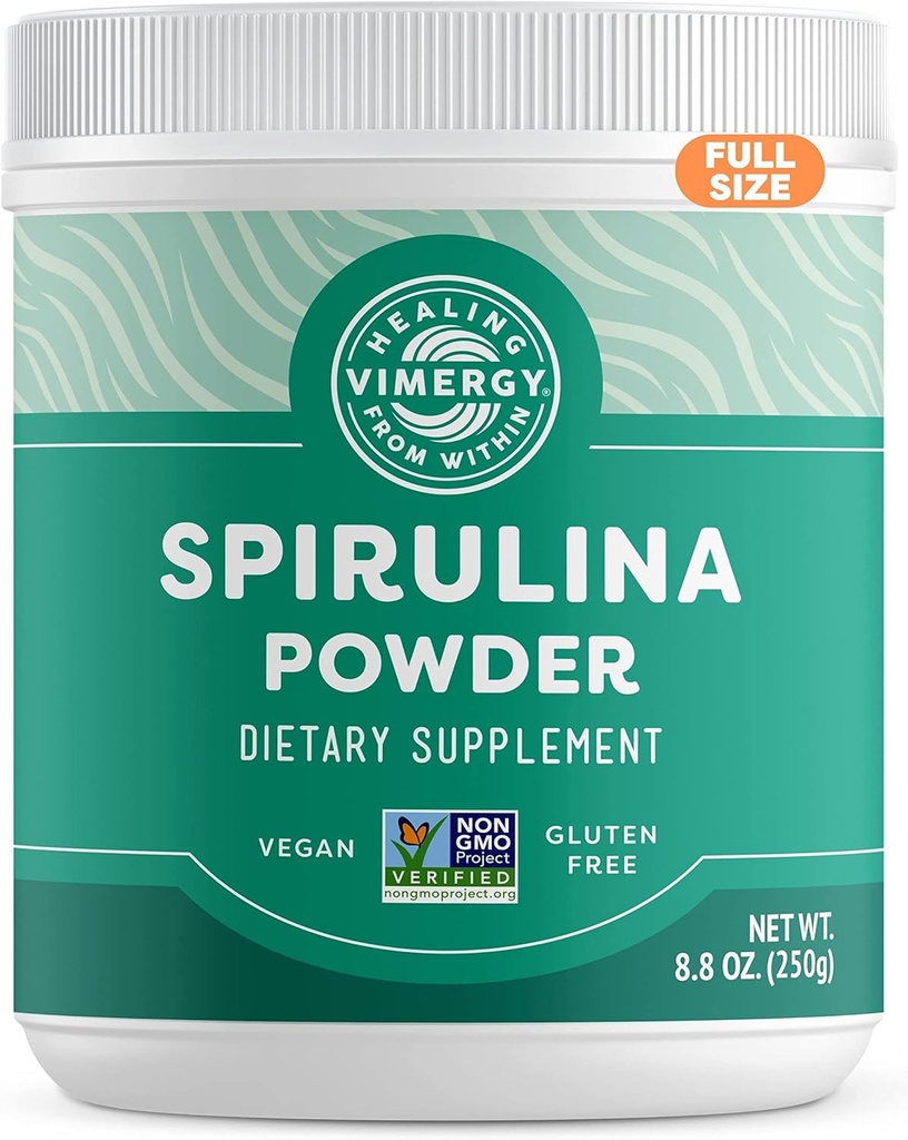 Vimergy Spirulina Toz – Yoğun Bitki Protein Destekleri Immune Health & Cardiovascular Function – Vegan, Kosher, Gluten-Free – 250g