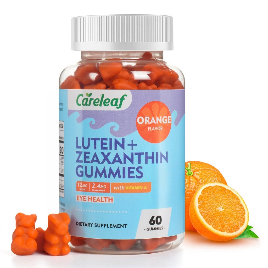 Vegan Lutein ve Zeaxanthin Supplements, Zeaxanthin & A, Lutein Gummies for Kuru Eye Relief & Clear Vision, Eye Vitamins for Seniors & Kid, 60 Count, Orange Flavor