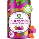 NUTRAMIN Daily Vegan Hua Multivitamin Gummies Non-GMO Natural Vitamin C, D + Çinko Immunity, Plant-Based, Sugar-Free, Nut-Free, Gluten-Free, Biotin, Vitamin A, B, B6, B12 & More 90 Count, 45 Days