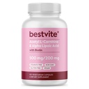 BESTVITE Acetyl L-Carnitine 500 mg & Alfa Lipoic Acid 200 mg per Capsule with Biotin (120 Vegetarian Capsules) - No Stearates - Vegan - Non GMO - Gluten Free