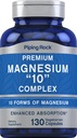 Piping Rock Magnezyum 10 One Complex | 130 Capsules | Erkekler ve Kadınlar için Tamam | Vejetaryen, Non-GMO, Gluten Free