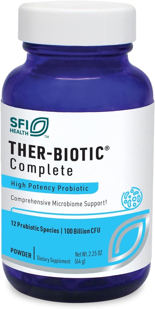 Klaire Labs SFI Health Ther-Biotic Complete Probiyotik Toz - 100 Milyar CFU - Erkekler ve Kadın Probiyotikleri Digestive Health & Immune Support - Dairy-Free, hipoallergenic (60 Hizmet, 64g)