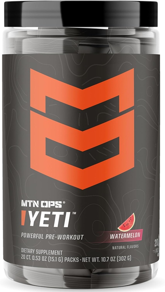 MTN OPS Yinei Trail Packs Pre-Workout Toz Enerji Kreatine, 100 mg Caffeine & BCAAs with Beta Alanine, 20Single hizmet, Watermelon