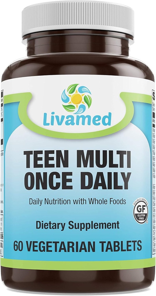 Natural Food Rich Teen Multivitamin Supplement – Ορυκτά και Βότανα για Έφηβοι & Κορίτσια Υγεία, Ανοσοποιητικό & Ενέργεια Boost-Συμπλήρωμα για Active Kids Βέλτιστη υγεία και ευεξία – Χορτοφαγικά 60 Tabs