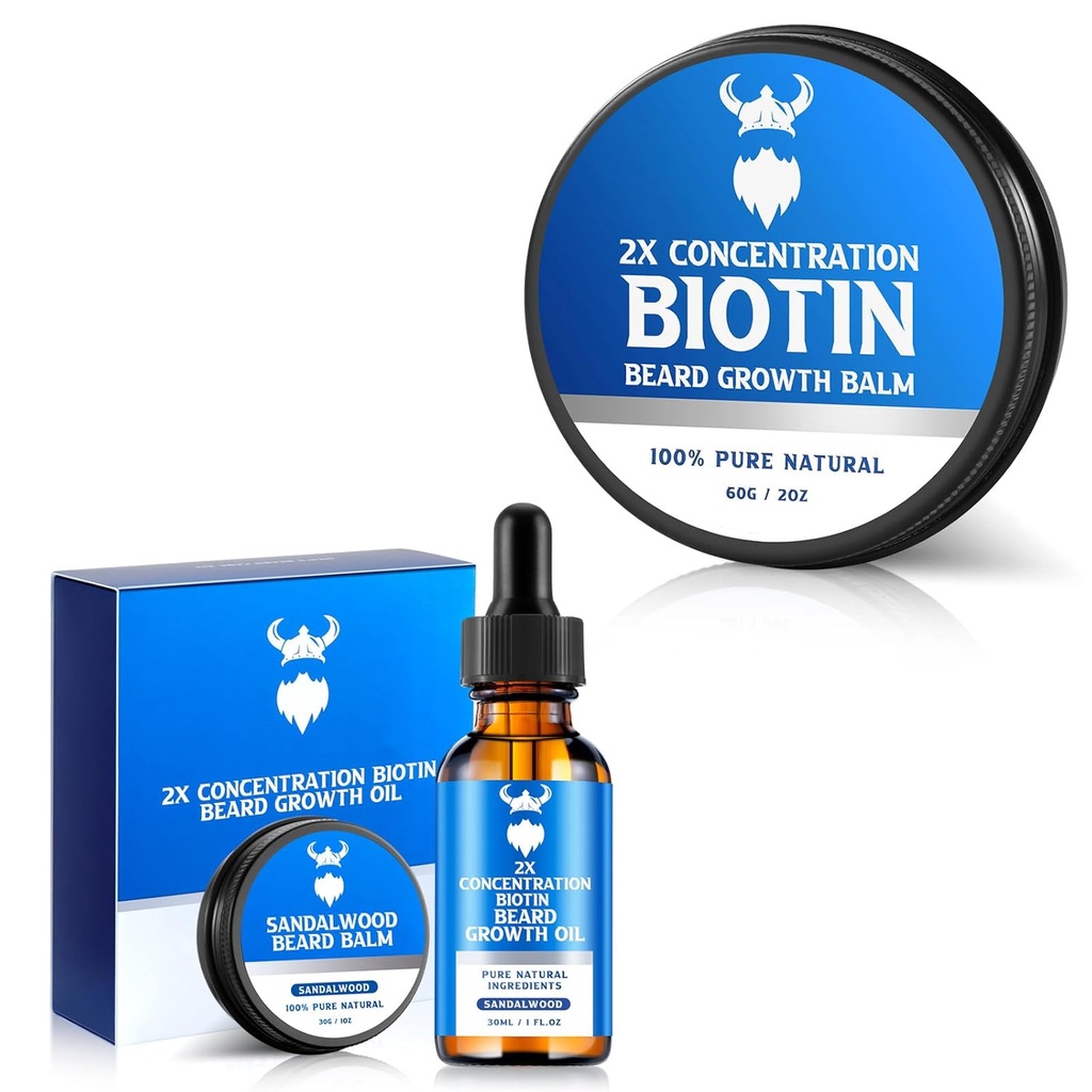 Men ve Biotin Beard Balm için 2X Concentration Biotin ile Ayılı Büyüme Petrolü Erkekler ve Şartlı Ayılar, Hydrates & Yüz Kuens Saç Büyümesi