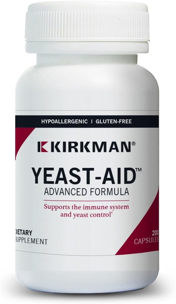 Kirkman - Yeast Aid Advanced Formula - 200 Capsules - Supports Yeast Control - Immune System Support - Hipoallergenicicic