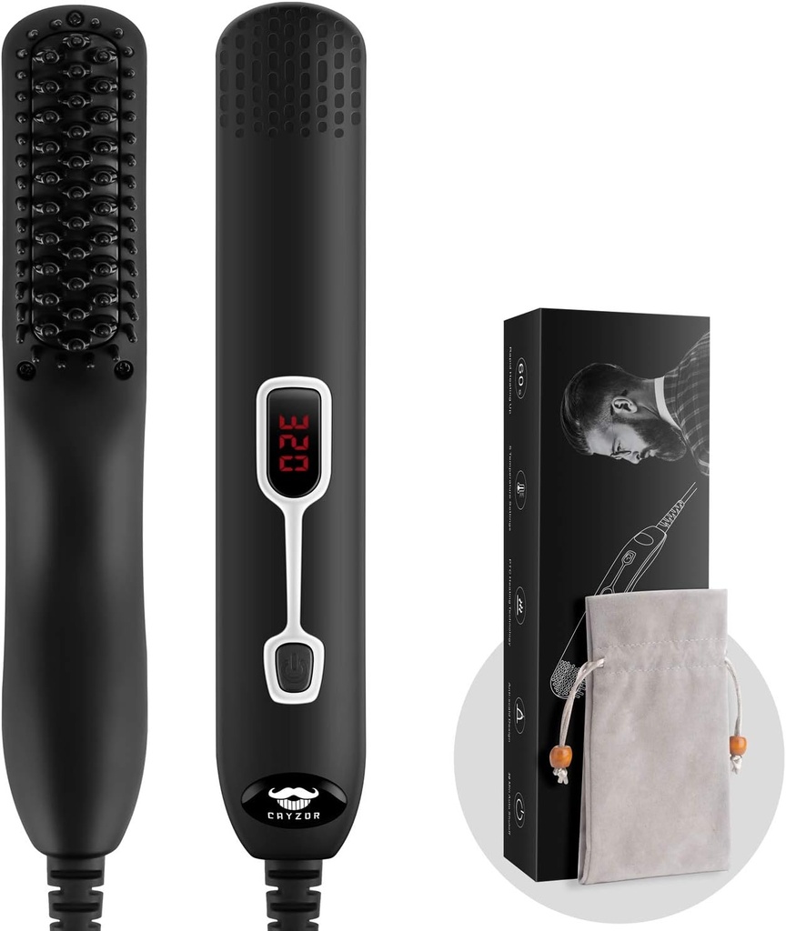 Erkekler için Ayıd Düzener Comb - Yükseltilmiş Profesyonel Elektrikli Erkekler Ayılı Fırça Portatif Anti-Scald 5 Atıcı Sıcaklıklar ve LCD Ekran