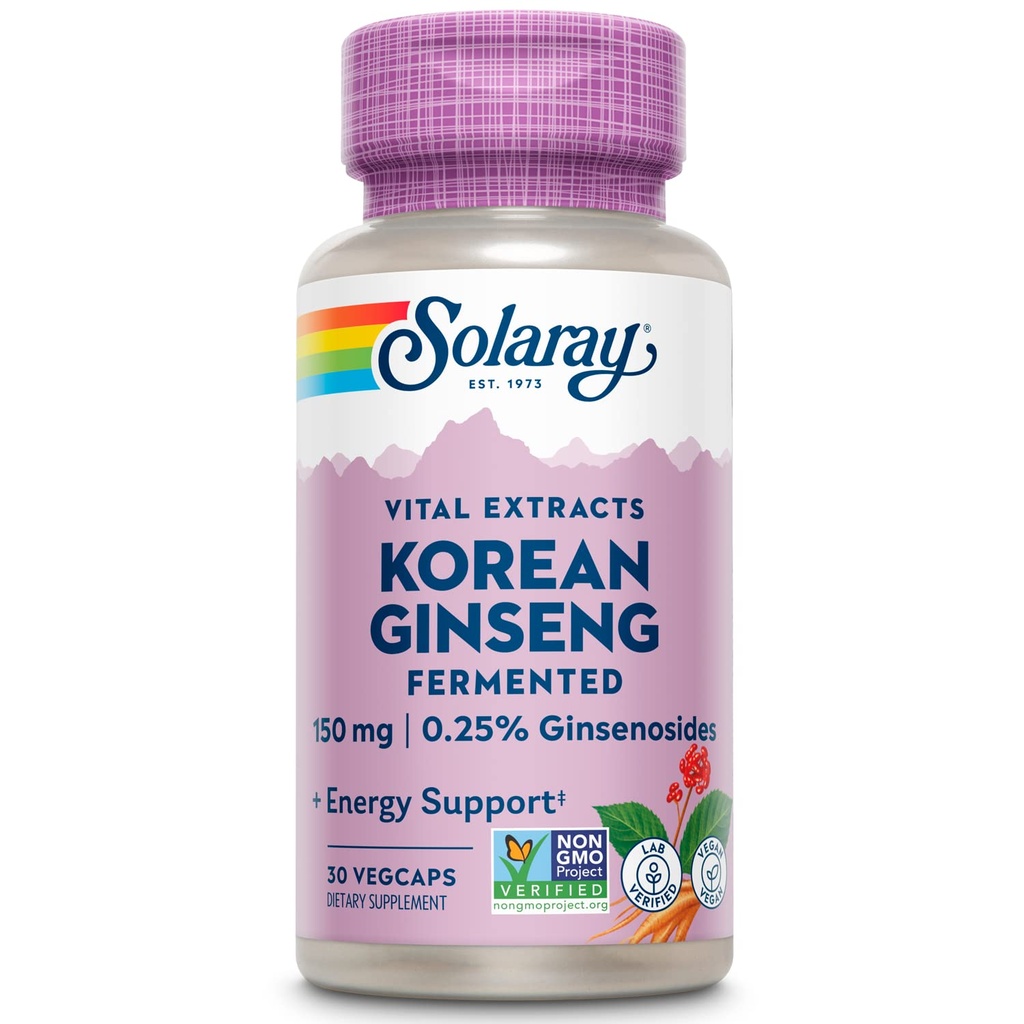 SOLARAY Kore Deriksiyonu | Sağlıklı Stres, Enerji ve Fiziksel Endurance Desteği | Vegan, Non-GMO | 30 VegCaps
