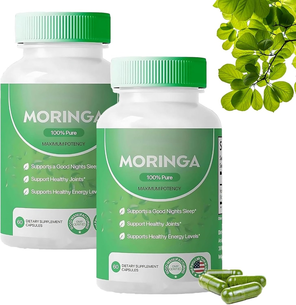 Moringa Capsules,Pure Moringa Toz Capsules - 800 mg of Nutrient-Rich Moringa- Supports Energy, Gut Well-Being (2ücretli)