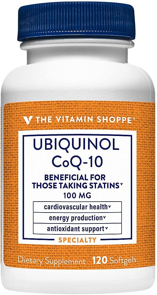 Η βιταμίνη Shoppe Ubiquinol CoQ-10 100mg - Ωφέλιμη για εκείνους που παίρνουν Statins – Υποστηρίζει την καρδιά & κυτταρίτιδα υγεία και υγιή παραγωγή ενέργειας, Απαραίτητο Αντιοξειδωτικό – Μια φορά την ημέρα (120 Softgels)