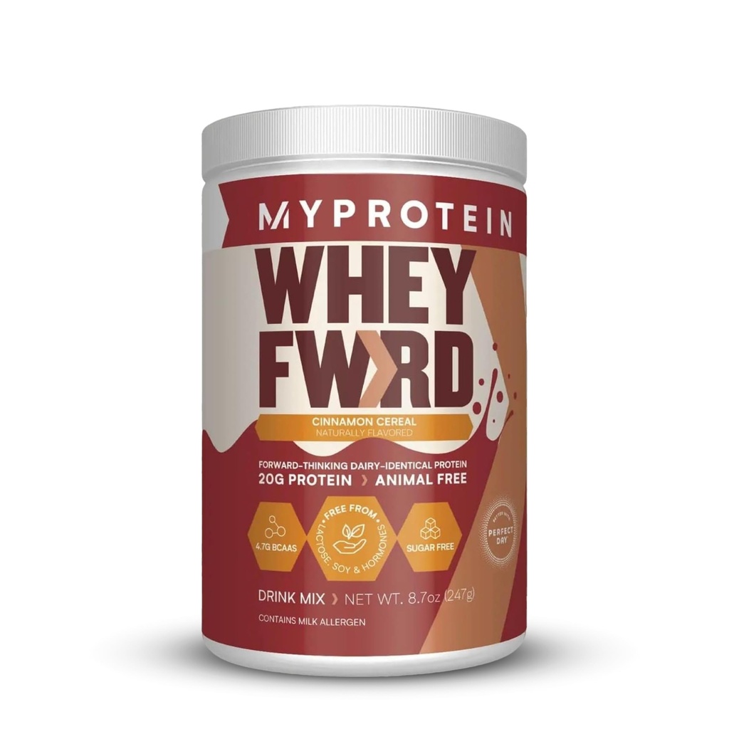 Myprotein Whey Forward Animal-Free Protein Powder, 1.09 Lbs (20 Servings) Cinnamon Cereal, 20g Protein & 4.7g BCAA Per Serving, Lactose and Sugar Free, Protein Shake for Muscle Strength & Recovery