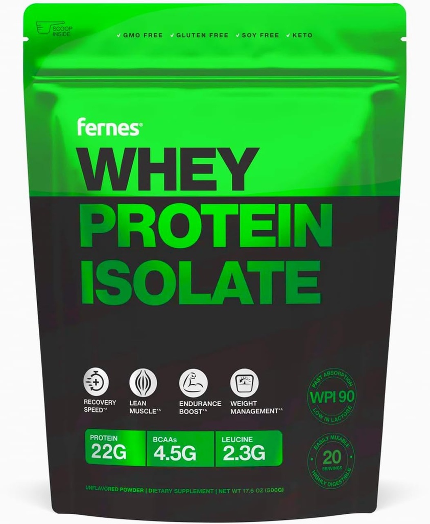 100% Fed Whey Whey Protein Isolate Powder for Women & Men 22g with 4.5g BCAAs Μη-GMO ορμονών-free No Artificials Keto Clean & Pure Χαμηλή Λακτόζη WPI 90 for Superior Dispestibility - 20 Servings