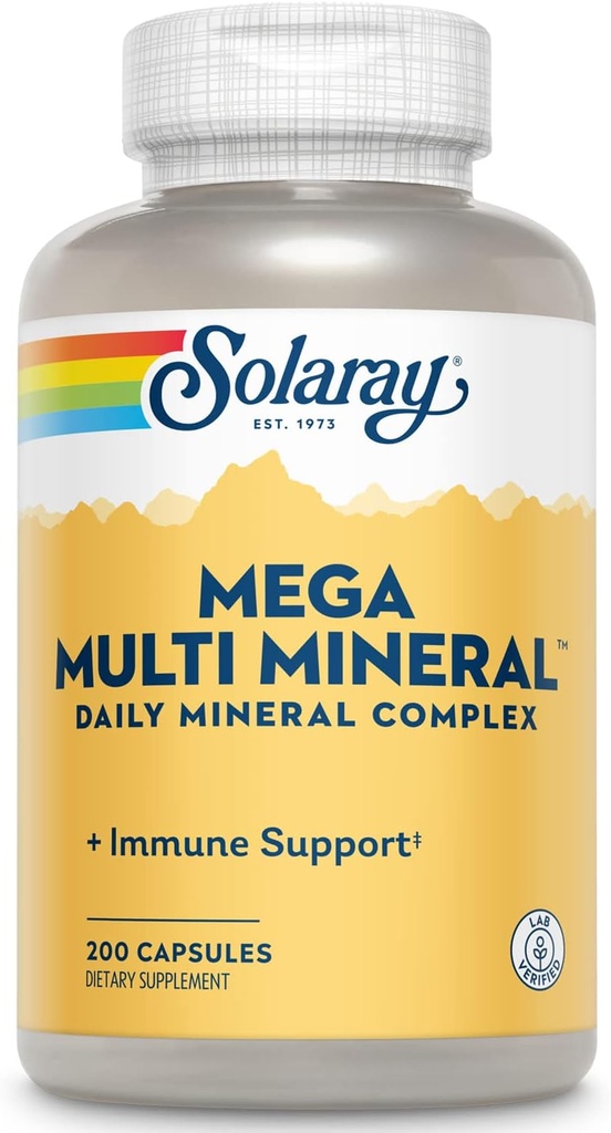 Solaray Mega Multi Mineral, Daily Mineral Kompleksi, Steel, Magnezyum, çinko ve Yüksek Absorbable Chelated Forms, Genel Sağlık ve Immune Destek, 50 Hizmet, 200 Capsules,