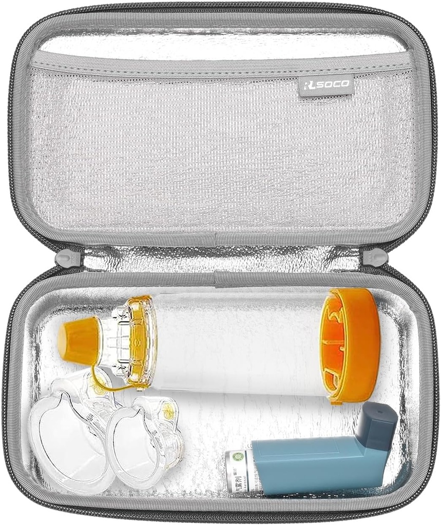 RLSOCO, Çocuklar ve Yetişkinler için Asthma Inhaler için Vakayı Gerçekleştirmek,Inhaler Spacer Travel Case for Device,Mask and Other Accessories (Case Only)