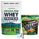 Opportunitas Grass Fed Άγευστη πρωτεΐνη ορού γάλακτος & τσάι από το συκώτι Detox Matcha - Υποστηρίξτε τους μυς σας ενώ καθαρίζετε το συκώτι σας - πακέτο
