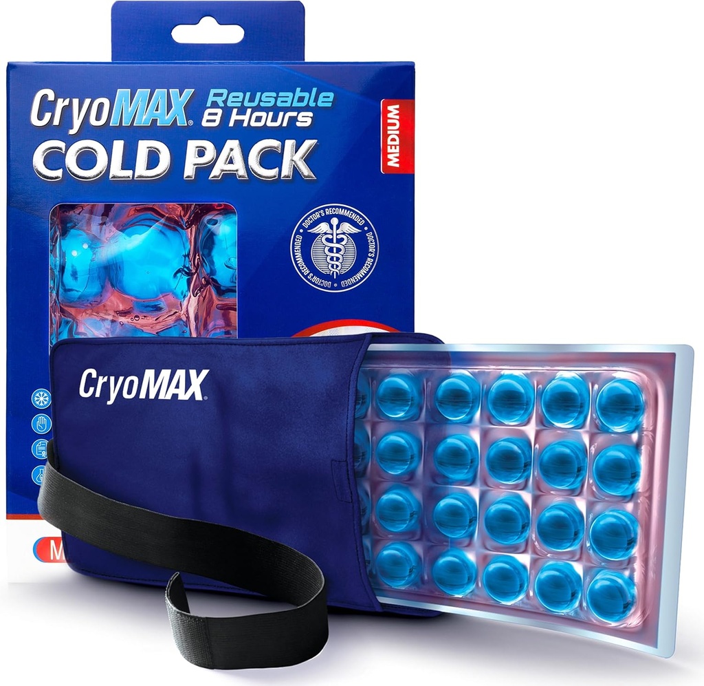 Ağo-Max Cold Pack, 8 Hour Reusable Cold Therapy Buz Paketi Elbows, Dizler, Boy + Daha Fazla, Orta, 6" x 12" Kont (1)