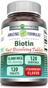 Amazing Formulas Biotin Fast Dissolve 10000 Mcg Tabletleri Tamam | Strawberry Flavor | Vitamin B7 | Non-GMO | Gluten Free | Made in USA (120 Count)