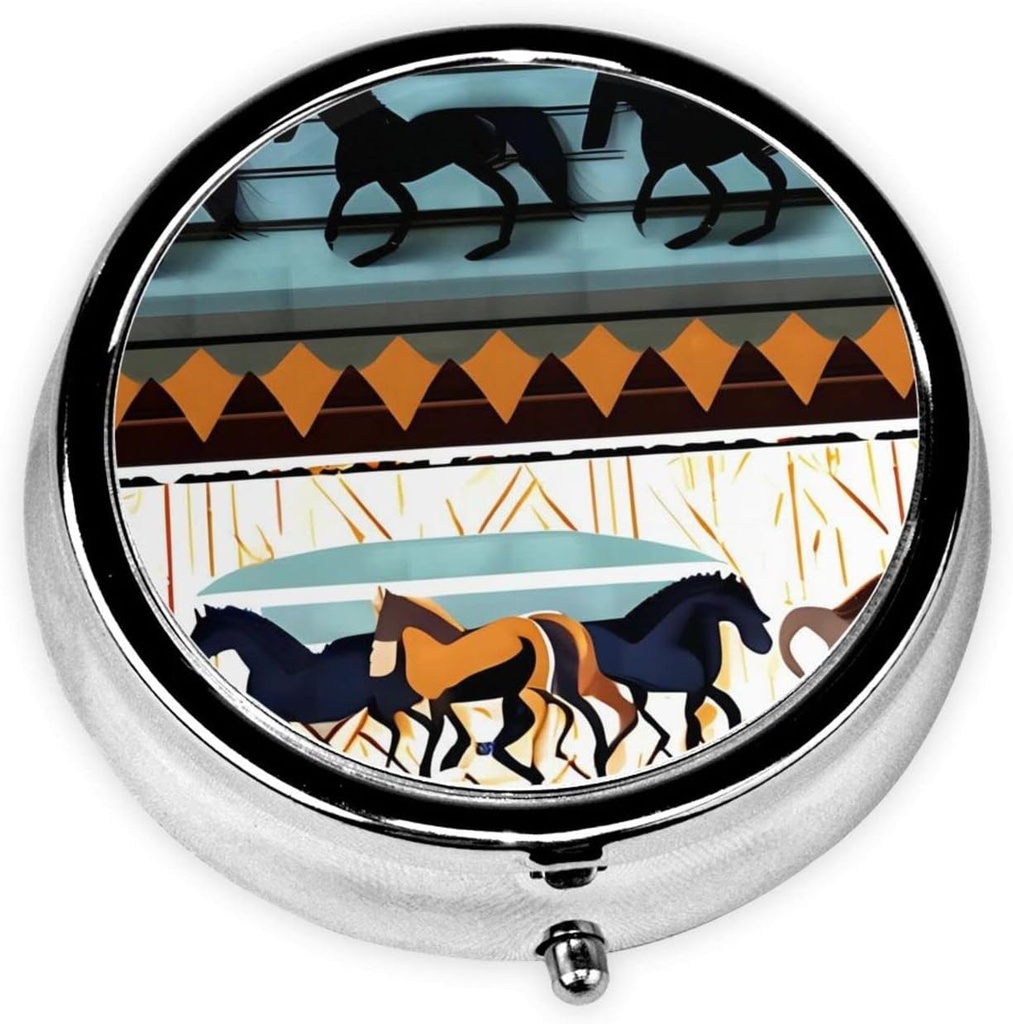 Pill Box, Purse & Pocket için Küçük Pill Vakası, Cute Medicine Organizer Seyahat Pillbox, Portreatif Pill konteynerleri Vitaminleri, İlaçları, Fish Oil ve Supplements,Horse Stripes