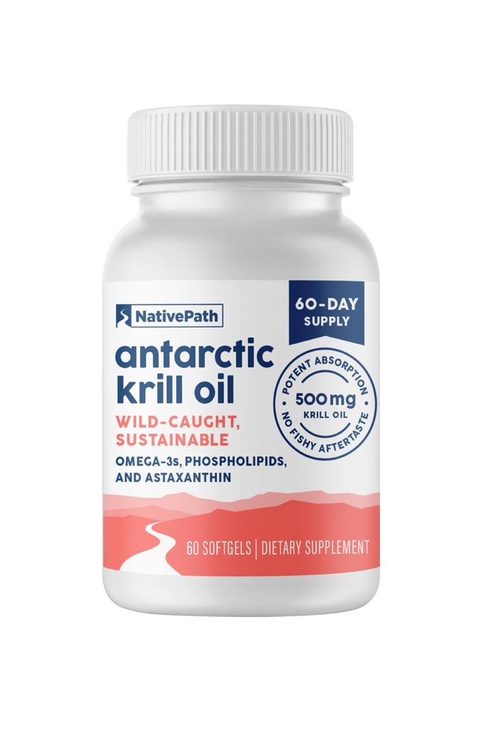 YerliPath Antarktika Krill Oil - Wild-Caught Omega 3 Krill Oil 500 mg ETHgels with EPA, DHA ve Astaxanthin - Ortak, Kalp, Beyin ve Immunity - 60 ct - No Fishy Aftertaste