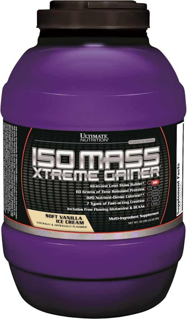 Ultimate Beslenme ISO Mass Xtreme Winer, Kilo Wintine ile Protein Tozu, 60 Protein Gramleri, Whey Isolate Protein Tozu Lean Kas Kazananı için, 30 Hizmetle 10 LBS, Vanilla Buz Kremi