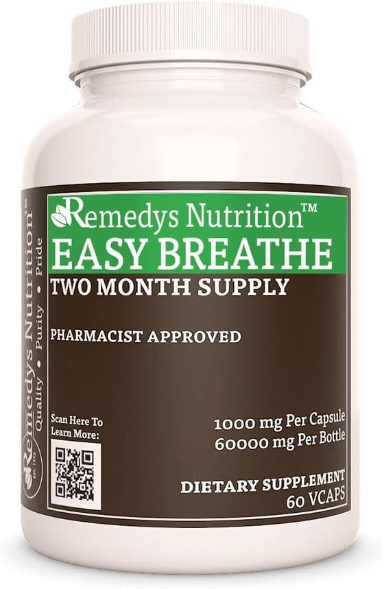 Remedy'nin beslenmesi Easy Breathe | 1.000 mg, 60 Vegan Capsules Proprietary Herbal Diyeter Supplement | Two Moon Supply