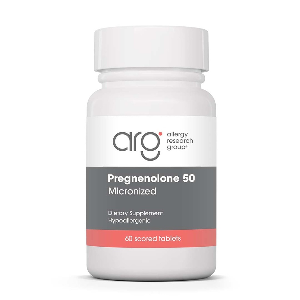 Alerji Araştırma Grubu Pregnenolone Supplement - Progesterone Supplements 50 mg, Hormon & Stres Desteği, Non-GMO Wild Yam, Micronized Lipid Matrix, Plant-Kaynaklanmış Tabletler - 60 Sayı