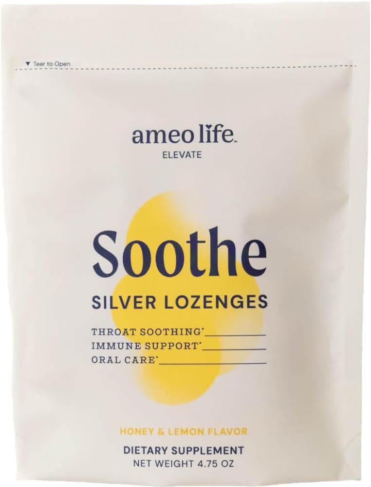 Ameo Life Colloidal Silver Liquid Drops 150 mcg with Honey Lemon Flavor - 100 Count Immune Support Supplement, Natural Colloidal Silver Cough Drops Alternative - Vegan, Gluten-Free & Non-GMO