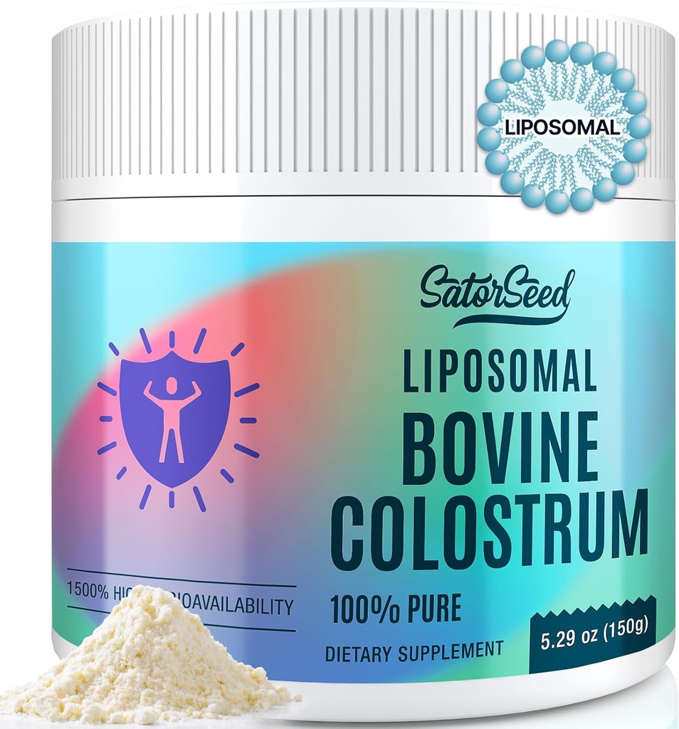 Liposomal Bovine Colostrum Toz Supplement 2500 mg -% 100 Pure Colostrum, Immune ve Gut için% 1500 Yüksek Biyoavatan, 60 Hizmet (1 Şişe)