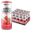 Optimum Beslenme Amino Enerji Koling Hydration Drink, Electrolytes, Caffeine, Amino Asits, BCAAs, Sugar Free, Juicy Strawberry, 12 Fl Oz, 12 Pack (Pazar Mayıs Vary)