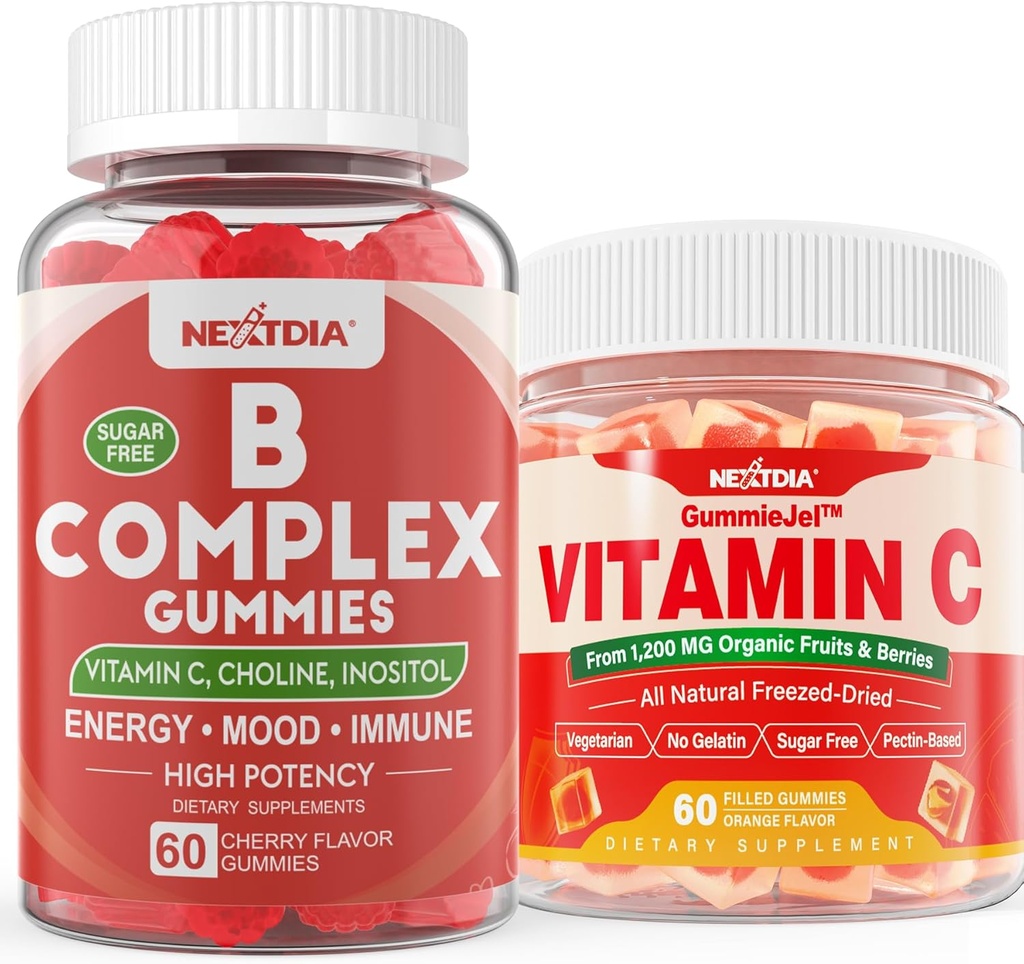2 Pack Vitamin B Kompleks Gummies with 2000 mcg Torch B12, Torch Folate + 1 Pack Whole Food C Gummies