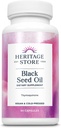 HERITAGE ΚΑΤΑΣΤΗΜΑ Black Seed Oil Liquid Capsules 650mg, Nigella Sativa Oil Supplement with Thymoquinone, Omega 3 6 9, Αντιοξειδωτικό, Χοληστερόλη, Digestive, Κοινή & Ανοσοποιητική Υποστήριξη*, Vegan, 45 Serv, 90ct