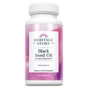 HERITAGE STORE Black Seed Oil Liquid Capsules 650 mg, Nigella Sativa Oil Supplement with Thymoquinone, Omega 3 6 9, Anti,oxy Cholesterol, Digestive, Joint & Immune Support*, Vegan, 45 Serv, 90ct