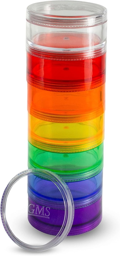 7 Day Medicine Pill Organizer - Stackable Pill Box - Fits Small & Large Tablets & Vitamin Supplements - Keep Your Daily Medicine Organized in One Place - Large - Rainbow