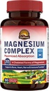 Vitalitown Magnezyum Kompleksi 500 mg - Maximized Abors NSF sertifikalı Chelated Magnezyum Glycinate, Malate, Taurate & Citrate - Vegan Non-GMO Uyku, Enerji & Kalp 60 Caps