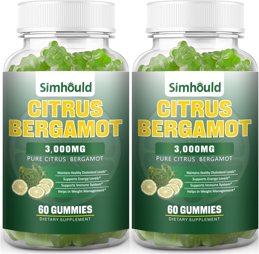 2 Πακέτο Εσπεριδοειδή Μπέργκαμο Gummies -3000MG Citrus Bergamot Extract Cholesterol Lowering Supplement for lmmune Support Healthy Anti-Aging, Hight Cholesterol Vegan Gummy 120 Counts Lime Flavor