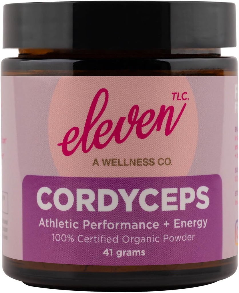 11 TLC - Cordyceps Mushroom Toz | 100% Organik | Athletic Performance + Enerji | US Grown | GMO Free | Non - Reaktif Cam Konteyner | 41g | 20 Hizmet