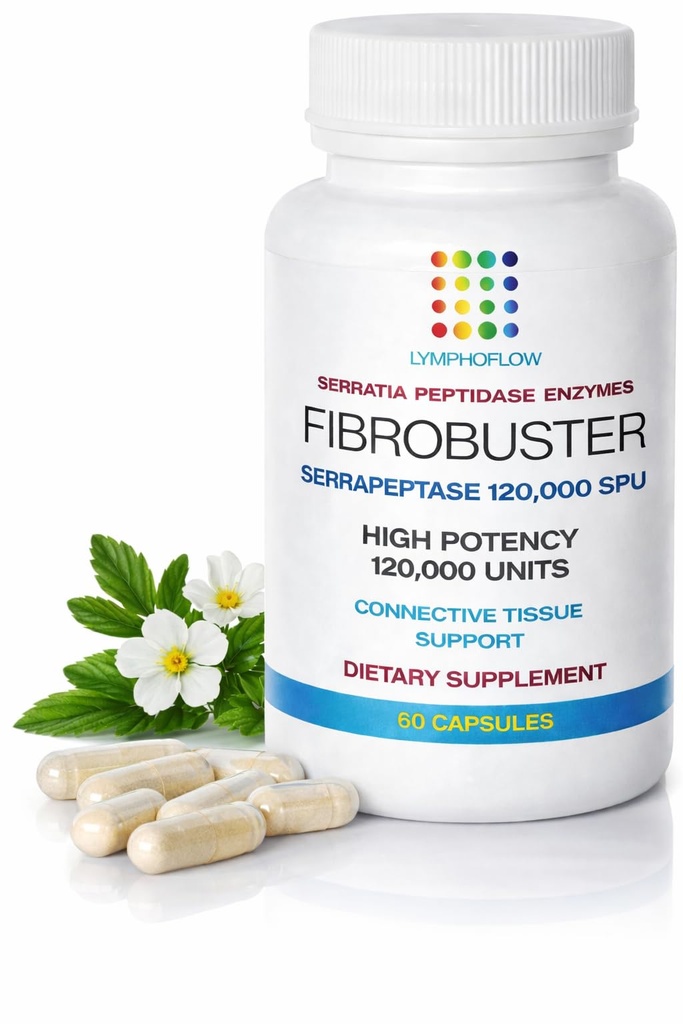 Bruizex FibroBuster Serrapeptase Proteolytic Enzymes 1 20.000 SPU I Fibrosis Care, Scar & Keloid Removal Supplement After 360 Lipo, BBL, Liposuction, Tummy Tuck I Recovery & Immune Support I 60 caps