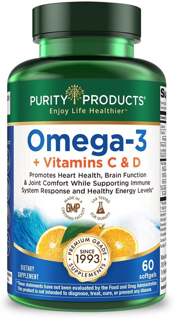Saf Ürünler - Omega-3 Plus C & D, 60 softgels