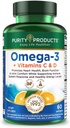 Saf Ürünler - Omega-3 Plus C & D, 60 softgels