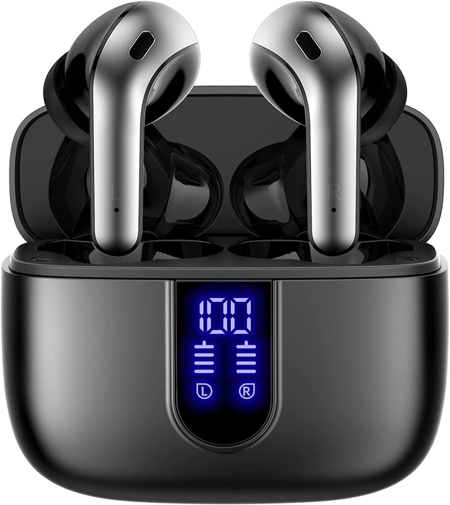 TAGRY Bluetooth Kulaklıkları Gerçek Kablosuz Earbuds 60H Playback LED Power Display Earphones with Wireless Şarj Case IPX5 Su TV Smart Phone Laptop Bilgisayar Spor Sporları için Mic ile otobüs